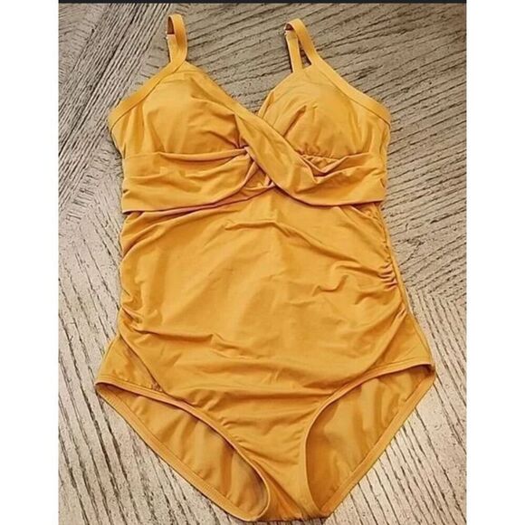 Jantzen Mustard Gold One Piece Suit - Picture 1 of 6